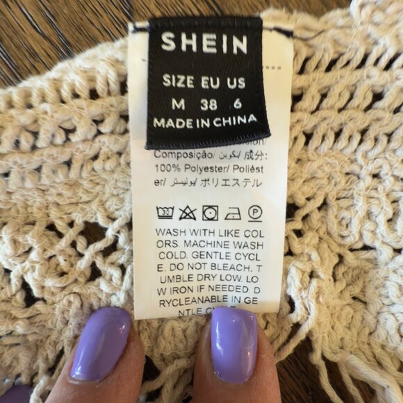 Shein Fringe Hem Crocheted Halter Top Size Medium Bohemian Romantic Festival - Picture 3 of 9